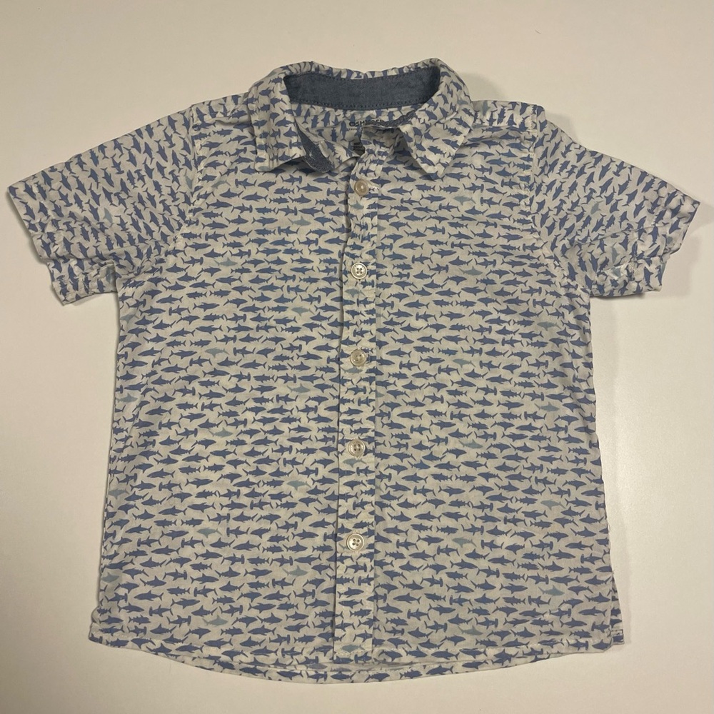 OshKosh B'gosh Kids Blue Shark-Print Button-Down Shirt